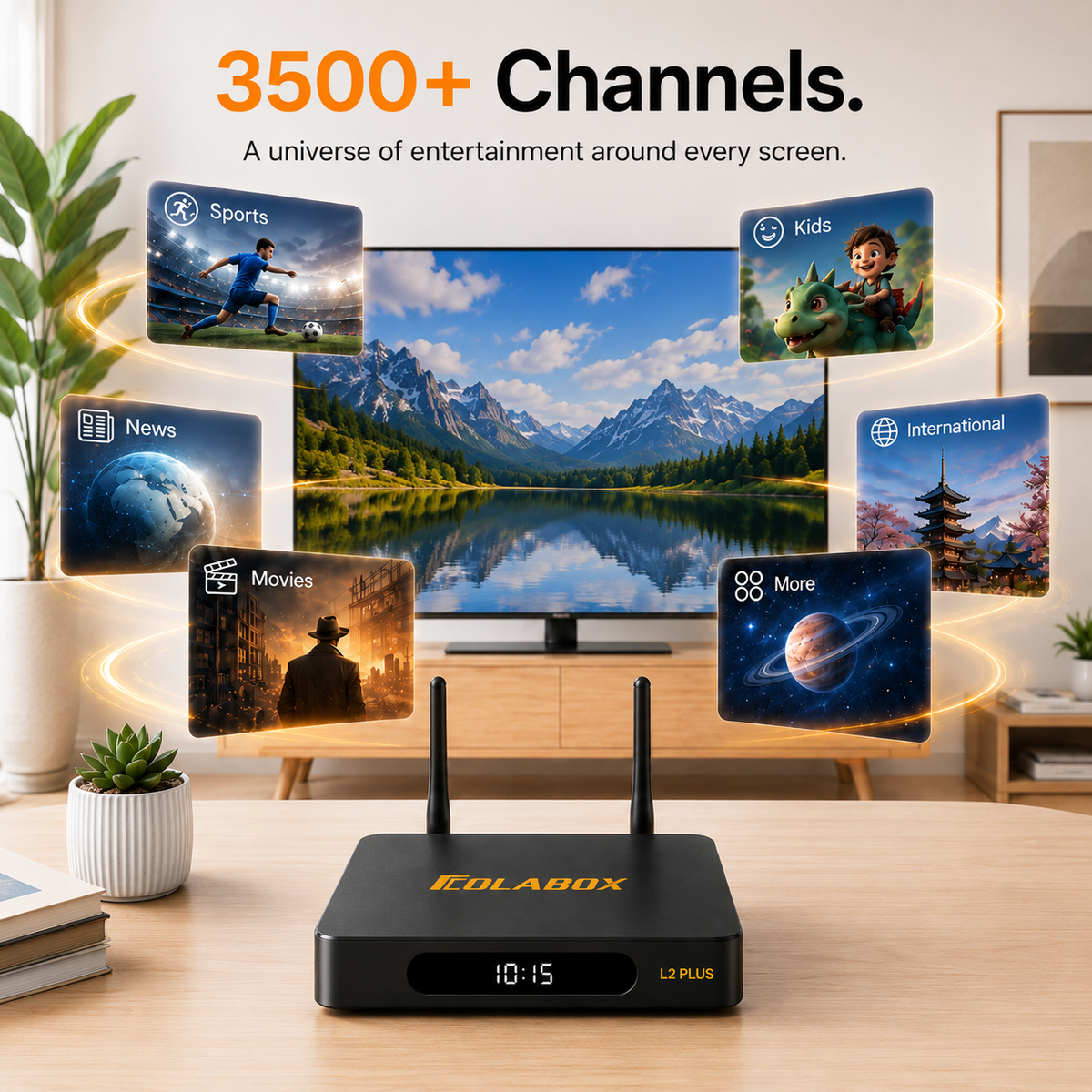 ColaBox L2 Plus — 4K Android 14 TV Box with 3,500+ Live Channels