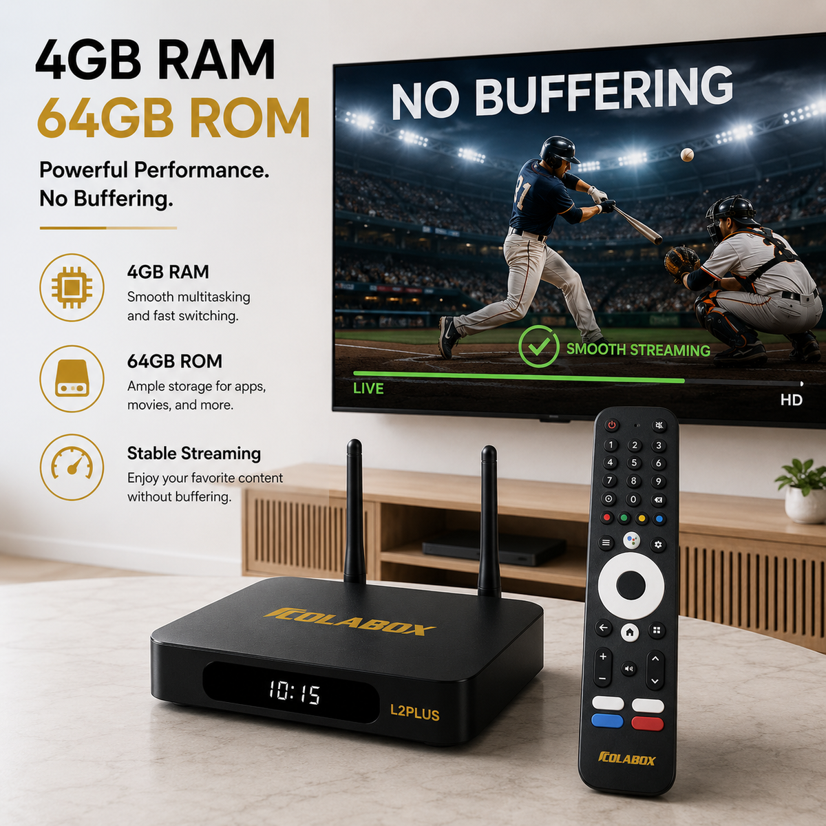 ColaBox L2 Plus — 4K Android 14 TV Box with 3,500+ Live Channels