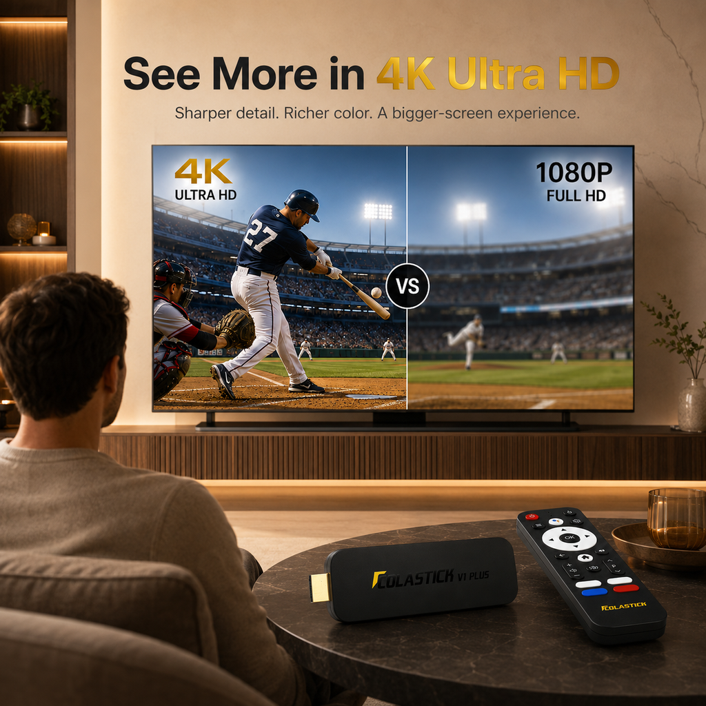 ColaStick V1 Plus — Portable 4K Streaming Stick, 3,500+ Channels