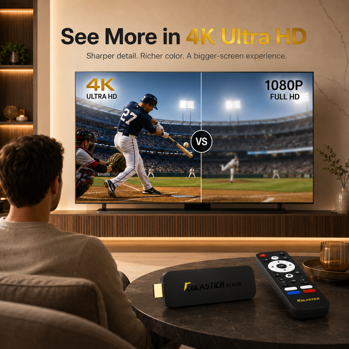 ColaStick V1 Plus — Portable 4K Streaming Stick, 3,500+ Channels