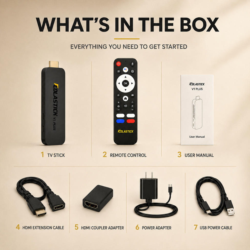 ColaStick V1 Plus — Portable 4K Streaming Stick, 3,500+ Channels