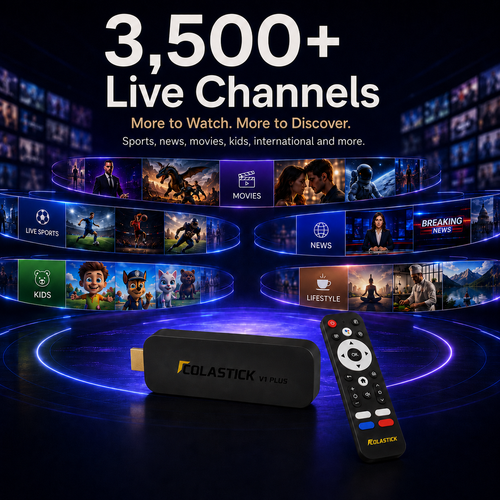 ColaStick V1 Plus — Portable 4K Streaming Stick, 3,500+ Channels