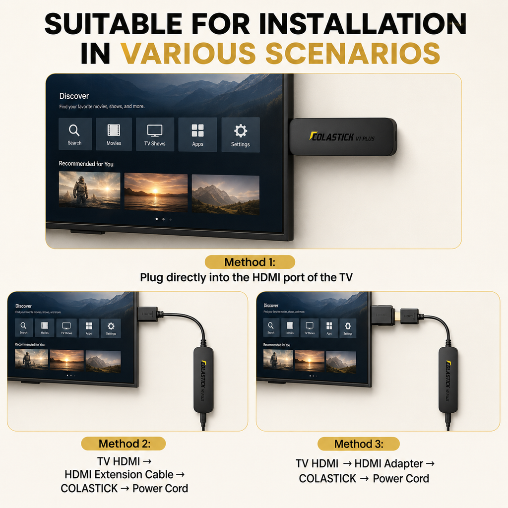 ColaStick V1 Plus — Portable 4K Streaming Stick, 3,500+ Channels